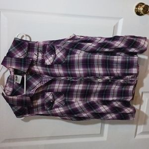 Harley Davidson flannel plaid sleeveless shirt 1W